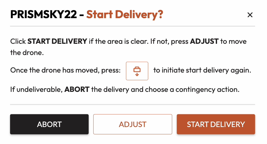 Start Delivery Popup