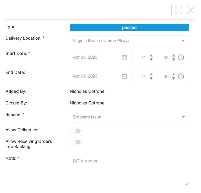 HubOps Web Application Suspensions Page - Detailed View